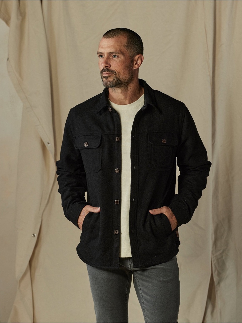 The Normal Brand: Brightside Flannel Lined Workwear Jacket in Black